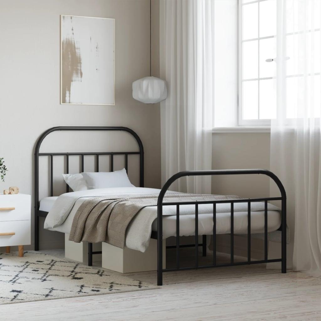 Sengeramme Med Sengegavl Metal - Sort / med hovedgærde og fodgærde / 107 x 203 cm
