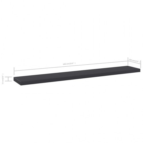 Boghylder - 4 stk. 60×10×1,5 cm i grå konstrueret træ