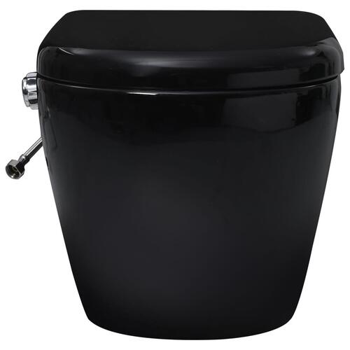 Væghængt kantløst toilet med skjult cisterne keramik sort