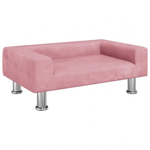 Hundeseng i velour 70 x 45 x 26,5 cm - lyserød