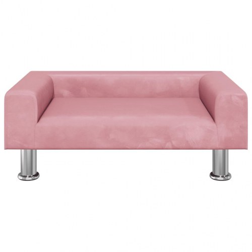 Hundeseng i velour 70 x 45 x 26,5 cm - lyserød