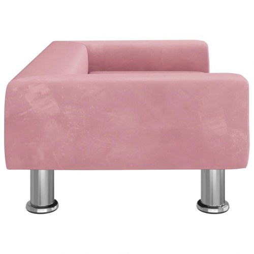 Hundeseng i velour 70 x 45 x 26,5 cm - lyserød