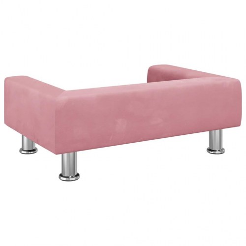 Hundeseng i velour 70 x 45 x 26,5 cm - lyserød