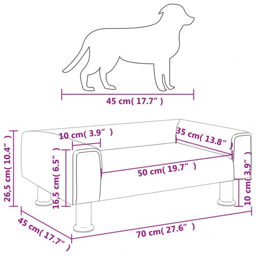 Hundeseng i velour 70 x 45 x 26,5 cm - lyserød