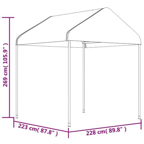 Pavillon med tag 6,69x2,28x2,69 m polyethylen hvid