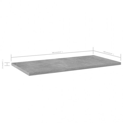 Boghylder 4 stk. - 60 × 30 × 1,5 cm i konstrueret træ, betongrå