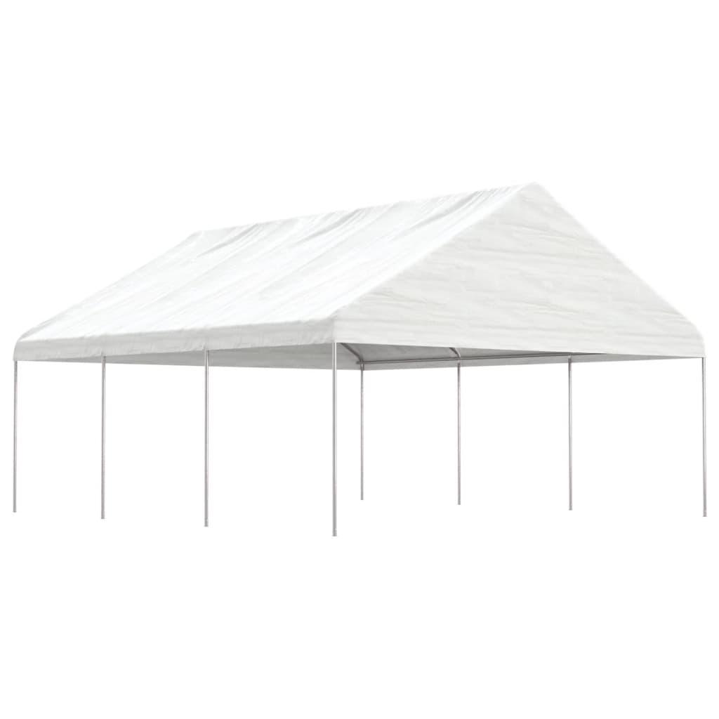 Pavillon med tag 6,69x5,88x3,75 m polyethylen hvid billede