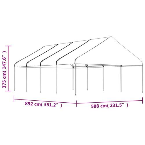 Pavillon med tag 8,92x5,88x3,75 m polyethylen hvid