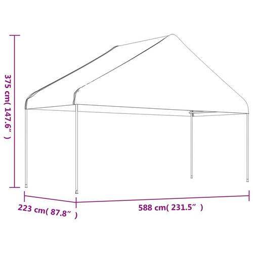 Pavillon med tag 8,92x5,88x3,75 m polyethylen hvid