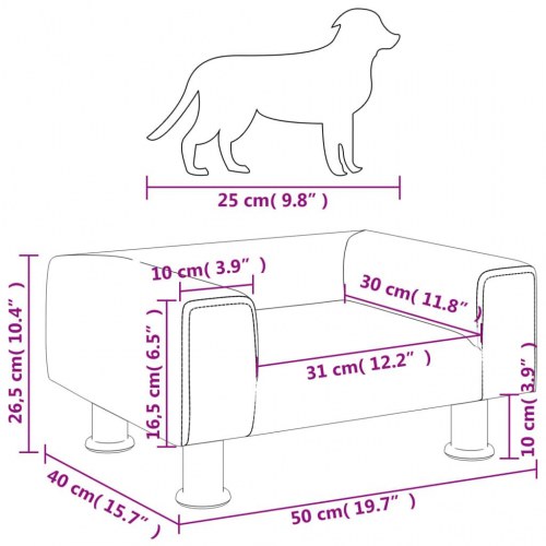 Hundeseng i velour - mørkegrå 50 × 40 × 26,5 cm