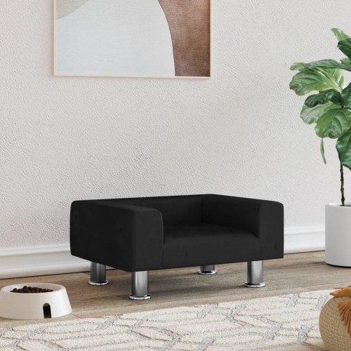 Hundeseng i velour - 50 × 40 × 26,5 cm, sort