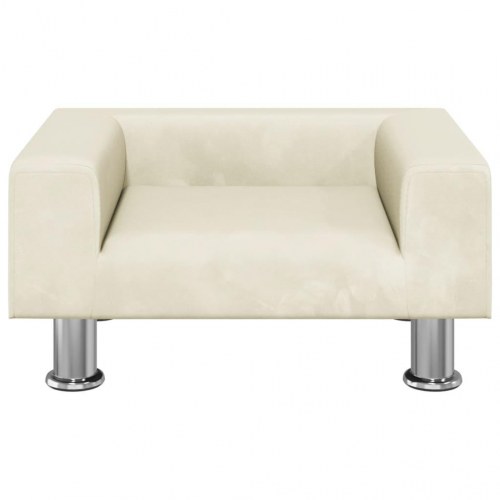 Hundeseng i velour - creme, 50 × 40 × 26,5 cm