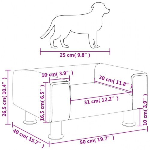 Hundeseng i velour - creme, 50 × 40 × 26,5 cm