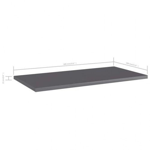 Boghylder 4 stk. 60x30x1,5 cm konstrueret træ grå højglans