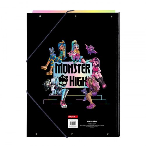 Monster High mappe med elastik - Creep, sort A4