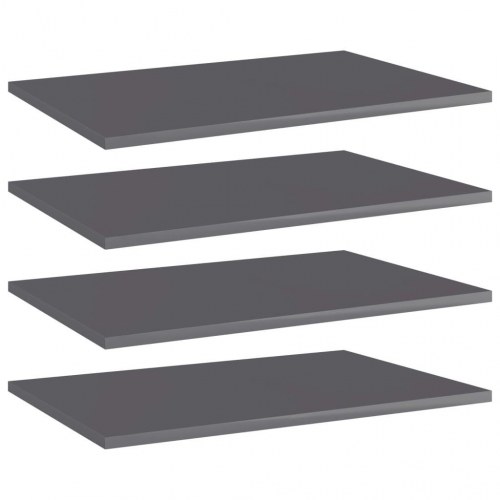 Boghylder 4 stk. 60 x 40 x 1,5 cm i konstrueret træ - grå højglans