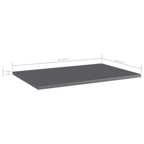 Boghylder 4 stk. 60 x 40 x 1,5 cm i konstrueret træ - grå højglans
