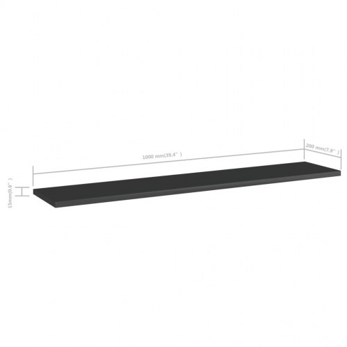 Boghylder 4 stk. 100x20x1,5 cm konstrueret træ sort højglans