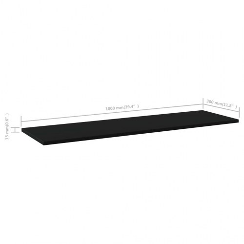 Boghylder 4 stk. 100x30x1,5 cm konstrueret træ sort