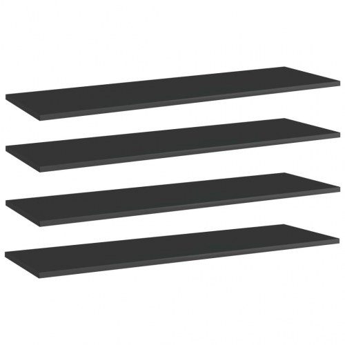 Boghylder 4 stk. 100x30x1,5 cm konstrueret træ sort højglans