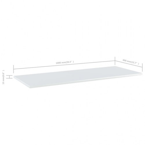Boghylder 4 stk. 100x40x1,5 cm konstrueret træ hvid højglans