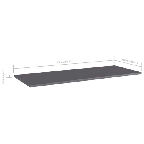 Boghylder - 4 stk. 100×40×1,5 cm i konstrueret træ, grå højglans