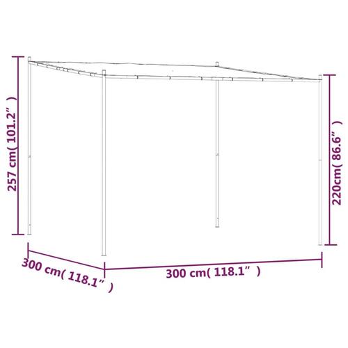 Pavillon 3x3 m 180 g/m² stof og stål hvid
