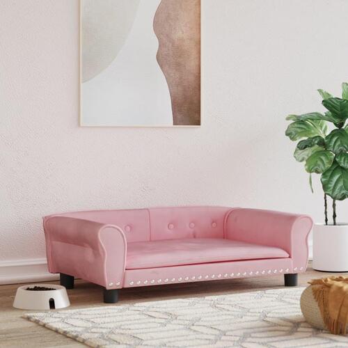 Hundeseng 95x55x30 cm velour lyserød
