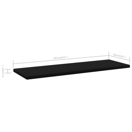 Boghylder 4 stk. 60x20x1,5 cm konstrueret træ sort