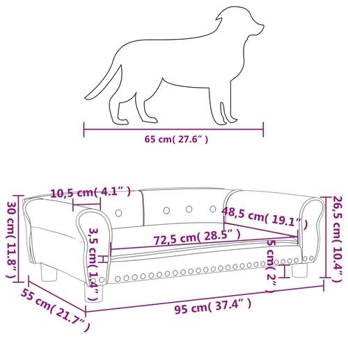 Hundeseng 95x55x30 cm velour lysegrå