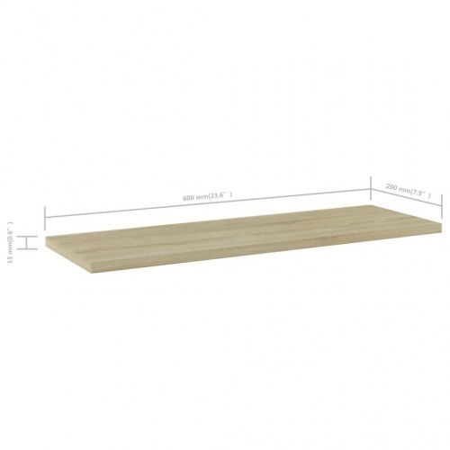 Boghylder 4 stk. - 60×20×1,5 cm i konstrueret træ, sonoma-eg