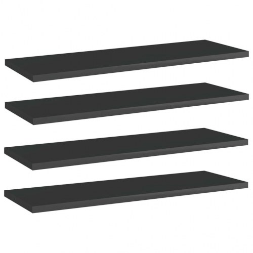 Boghylder 4 stk. 60x20x1,5 cm konstrueret træ sort højglans