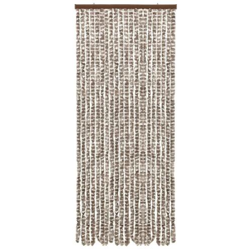 Insektgardin 56x185 cm chenille gråbrun og hvid