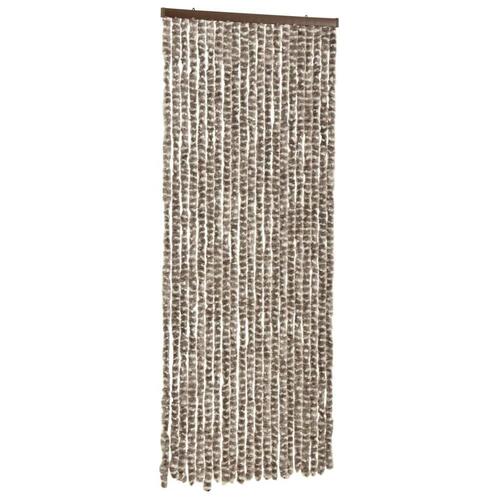 Insektgardin 56x185 cm chenille gråbrun og hvid