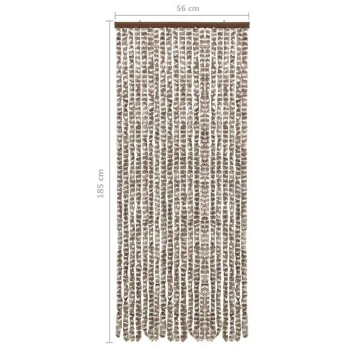 Insektgardin 56x185 cm chenille gråbrun og hvid