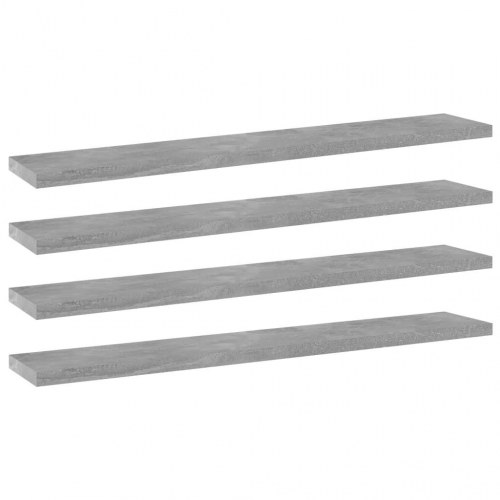 Boghylder 4 stk. 60×10×1,5 cm - konstrueret træ, betongrå