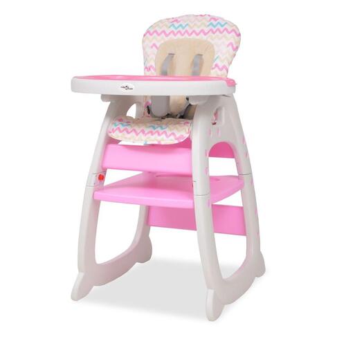 3-i-1 konvertibel højstol med bord lyserødt