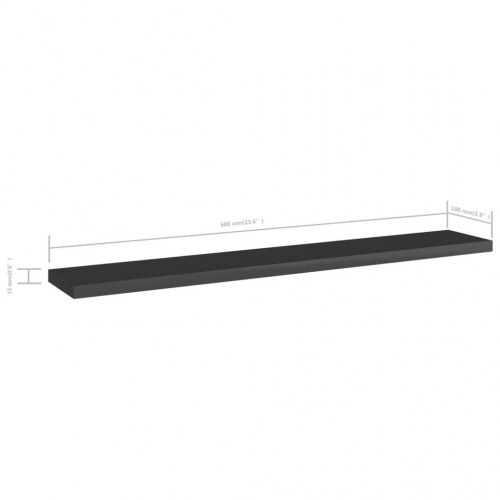 Boghylder 4 stk. 60x10x1,5 cm konstrueret træ sort højglans