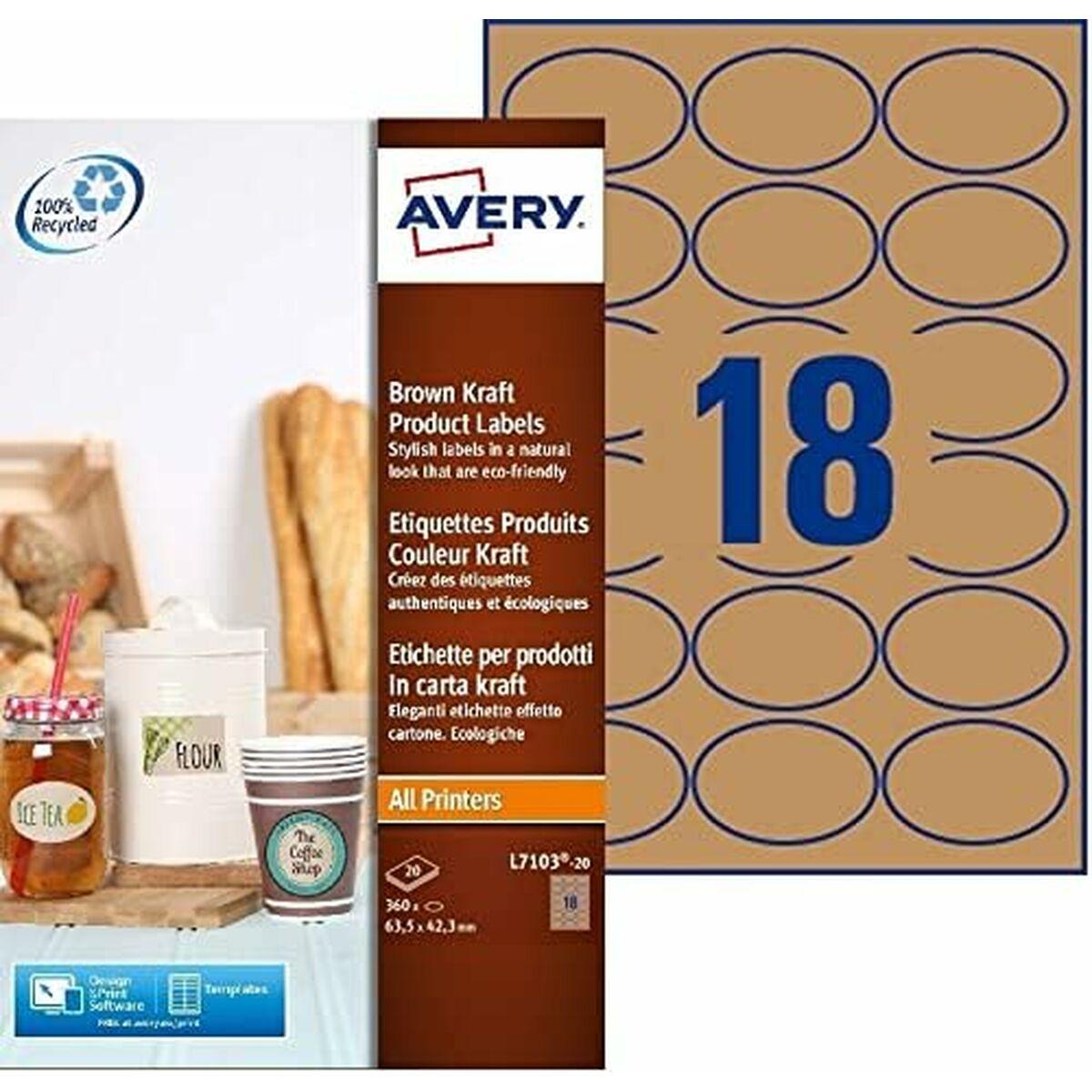 Etiketter Avery L7103-20 Hvid Brun Papir (OUTLET A)