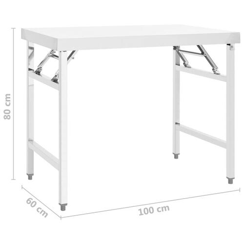 Foldbart arbejdsbord til køkken 100x60x80 cm rustfrit stål