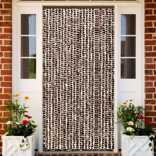 Insektgardin 100×220 cm i chenille - brun og hvid
