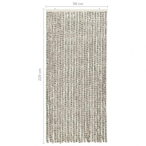 Insektgardin 90×220 cm i chenille - lysegrå/mørkegrå