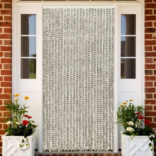 Insektgardin 100 × 220 cm i chenille - lysegrå/mørkegrå