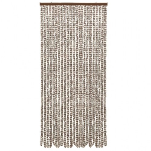 Insektgardin 90×220 cm i chenille - gråbrun/hvid