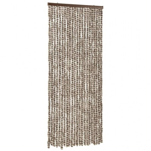 Insektgardin 90×220 cm i chenille - gråbrun/hvid