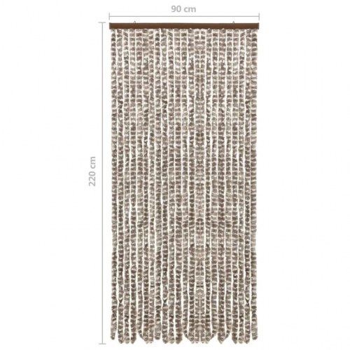 Insektgardin 90×220 cm i chenille - gråbrun/hvid