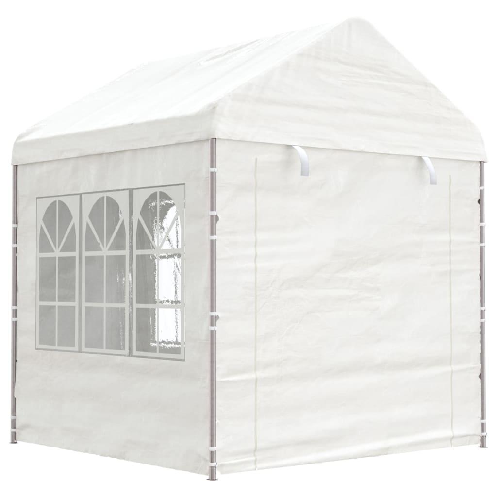 Pavillon med tag 2,28x2,23x2,69 m polyethylen hvid billede