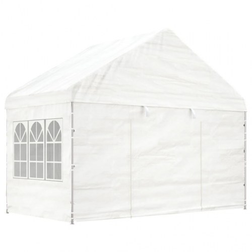 Pavillon med tag 4,08x2,23x3,22 m polyethylen hvid
