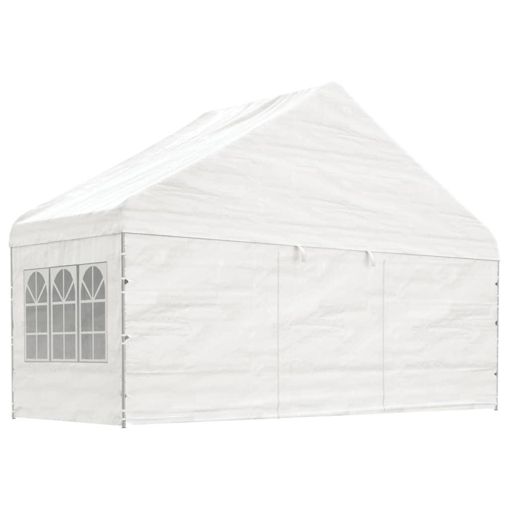 Pavillon med tag 5,88x2,23x3,75 m polyethylen hvid