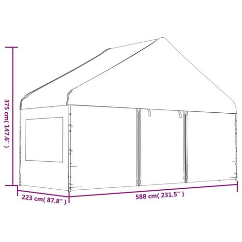 Pavillon med tag 5,88x2,23x3,75 m polyethylen hvid
